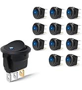 Nilight 12PCS 12V Blue Round Toggle LED Switch 20A 12V DC On/Off SPST for Car Truck Rocker On-Off...