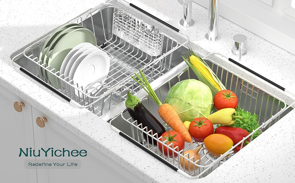 NiuYichee Adjustable Over Sink Dish Rack