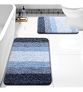 Arotive Bathroom Rugs Sets 2 Piece, Shaggy Soft and Absorbent Microfiber Bath Rugs and U-Shaped C...