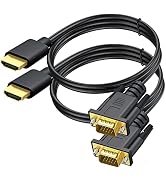 UV-CABLE 2-Pack HDMI to VGA Cable 6 FT, Gold-Plated Computer HDMI to VGA Monitor Cable Adapter 6f...