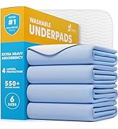 GREEN LIFESTYLE Washable Underpads - Large Bed Pads for use as Incontinence Bed Pads, Reusable Pe...
