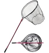 Beoccudo Fishing Net Large Fishing Net with Handle Landing Nets for Saltwater Telescopic Rubber F...