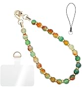 Handmade Beaded Charm Cell Phone Camera Lanyard, Wrist Strap with Natural Gemstone Beads,Phone Ch...