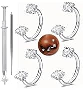 QWALIT 20g 18g Horseshoe Nose Ring for Women Surgical Steel Double Stud Gem Horse Shoe Silver Gol...