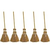5 Pcs Witch Broomstick Set - Miniature Broom Props, Fairy Decoration, Cinnamon Broom, with White ...