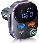 Upgraded Bluetooth 5.3 FM Transmitter for Car - SOARUN Bluetooth Car Adapter [Large LCD Screen/Li...