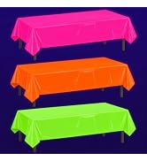 Mega-L Glow in The Dark Party Supplies, 3 Pack Neon Party Decorations Fluorescent Orange, Yellow ...