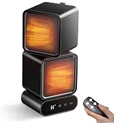 WISFISSH Dual-Head Space Heater with Button & Remote Control, 3 Temperatures & Multi-Angle Adjust...