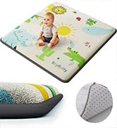 Baby Play Mat for Floor, 1.3" Thick Elasti-Foam Baby Play Mat, 50x50 Playpen Mat for Toddlers Inf...