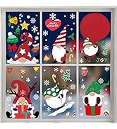 CCINEE 206PCS Christmas Gnome Window Cling,Xmas Tomte Gnome Elf Sticker Snowflake Santa Decal for...