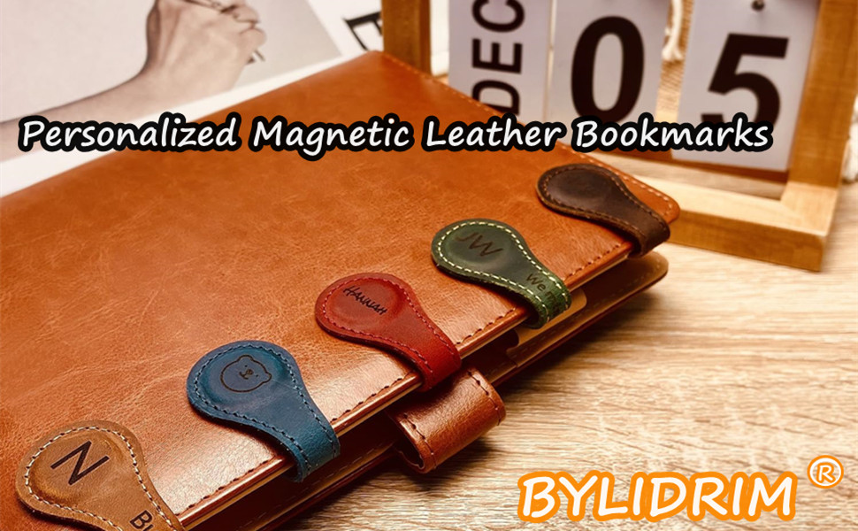 BYLIDRIM Personalized Magnetic Leather Bookmark