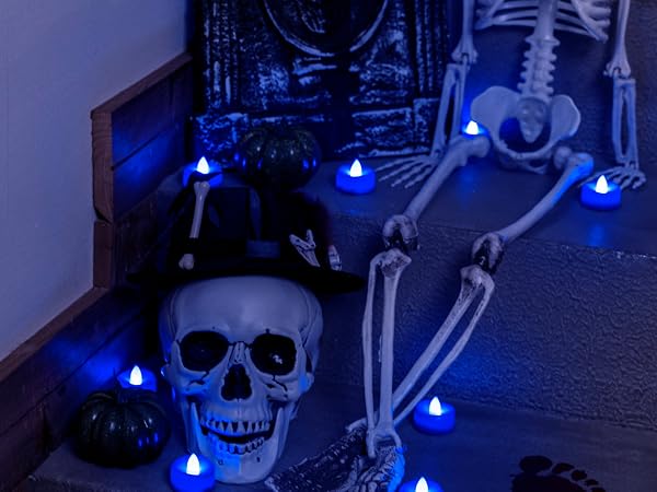 blue tea lights
