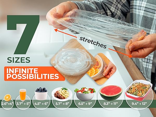reusable stretch silicone lids for food storage