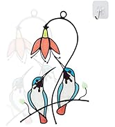 Hummingbird Stained Glass Window Hanging, Bird Suncatchers (Light Catcher Rainbow Maker)