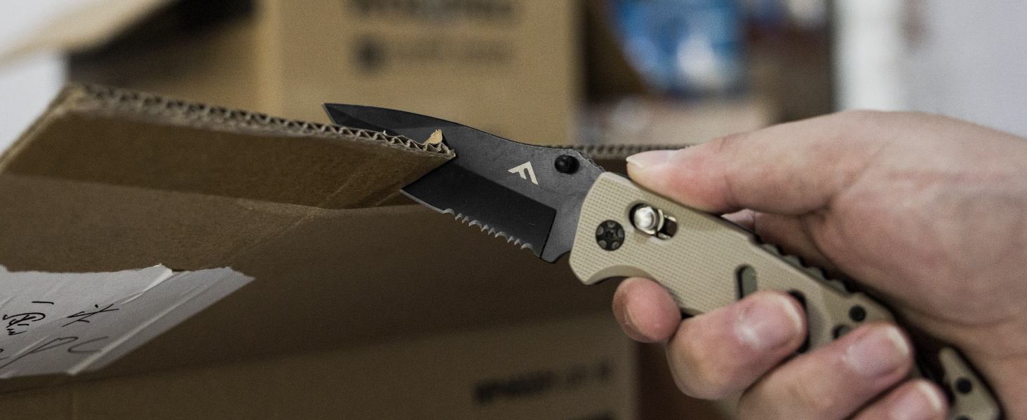 FLISSA Folding Pocket Knife with Glass Breaker and Seatbelt Cutter