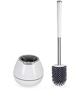BOOMJOY Toilet Brush and Holder Set, Silicone Bristles Bathroom Cleaning Bowl Brush Kit with Twee...