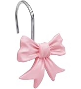 CHICTIE Bow Knot Decorative Shower Curtain Hooks, Pink Shower Rings for Shower Curtain Rods Babys...
