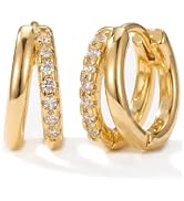 MUMREUES Gold Hoop Earrings for Women,14K Gold Plated Huggie Hoop Earrings for Gift