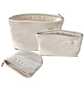 HAPPYHEIDI Corduroy Makeup Bag Set 3 w Divider Cosmetic Toiletry Travel Pouch Purse Organizer, 3-...