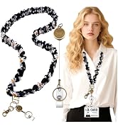 Scrunchie Lanyard Teacher for Id Badges Keys with Retractable Badge Reel Cute Teacher Lanyard for...