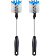 MOSOLAN Stainless Steel Water Bottle Brush, 2 Pack Long Handle Scrubbing Brush with Removable Hea...