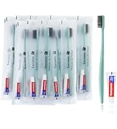 Xuezoioy Disposable Toothbrushes with Toothpaste,100 Pack Green Individually Wrapped Disposable T...