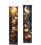 NYZE 2 Pack Vertical Wall Tapestry with Tassels, Vintage Boho Long Hanging Tapestries for Bedroom...