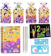 Cityrosy 12 Pack Scratch Art Paper Rainbow Sets Scratch Off Art Notebook Crafts Easter Gifts Part...
