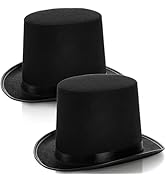 Pumtus 2 Pack Black Felt Top Hat, Funny Party Magician Stovepipe Hat, Formal Tuxedo Ringmaster Va...