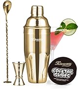 KITESSENSU Cocktail Shaker Set, Stainless Steel Bartending Kit with 25 Ounce Cocktail Shaker with...