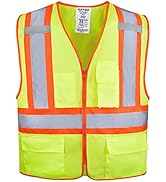 KAYGO High Visibility Safety Vests KG0100, Safety Vests Reflective with Pockets and Zipper,ANSI T...