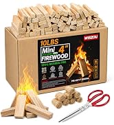 Mini Fire Stick Kit with Fire Starter & Tongs - 4'' Kiln-Dried Pine Firewood for Wood Stoves, Cam...