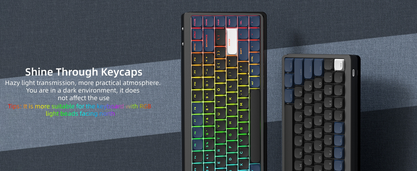 Low Profile Keycaps - Shine Through Keycaps 60 65 75 100 Percent, Keyboard Key caps PBT