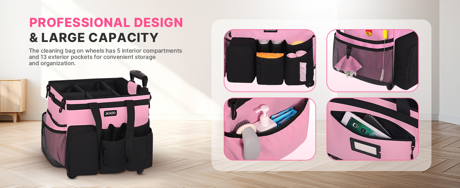 Large Rolling Cleaning Caddy Bag