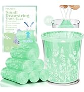 4 Gallon 300PCS Small Drawstring Trash Bags, Floral Printed Design,Thick Pre-separated Garbage Ba...