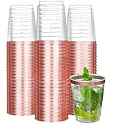R-kay 50 Pack Rose Gold Plastic Cups For Party - 10 Oz Rose Gold Party Cups Disposable - Hard Dis...