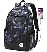 Geometric-Print Kids School Bag Backpack for Boys Elementary Middle High Bookbag Back Pack for Te...