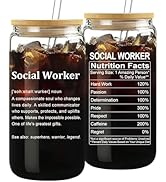 Mikopei Social Worker Gifts - Glass Cup with Lid and Straw, Social Work Month Appreciation Gifts ...