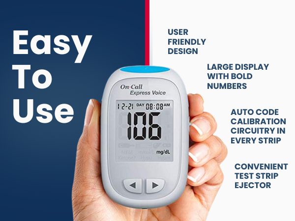 easy to use glucose meter with large display test strip ejector and automatic calibration