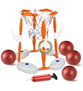 PJG Pool Basketball Hoop, 2-in-1 Floating Poolside Basketball Ring Game Football for Kids Ages 3-...