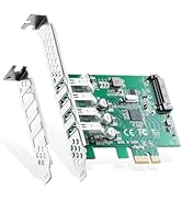 Binardat PCIE to 4 Ports USB 3.0 Expansion Card, Self-Powered, Low Profile Bracket, USB3 Hub Cont...