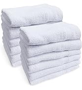 Towels N More - 12 Pack 22x44 Soft Gym Towels/Bath Towels White 100% Ring Spun Loops - Home Essen...