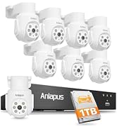 Anlapus 5MP Pan Tilt Wired Security Camera System, 8pcs 3K Outdoor Indoor Home Surveillance Camer...