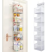 Fixwal 5-Shelf Over The Door Hanging Pantry Organizer, Room Organizer with Clear Plastic Pockets,...