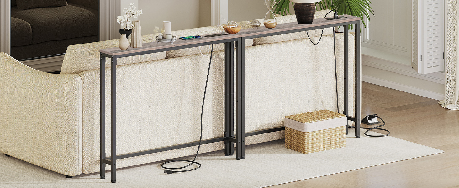 Narrow Console Table with Power Outlets