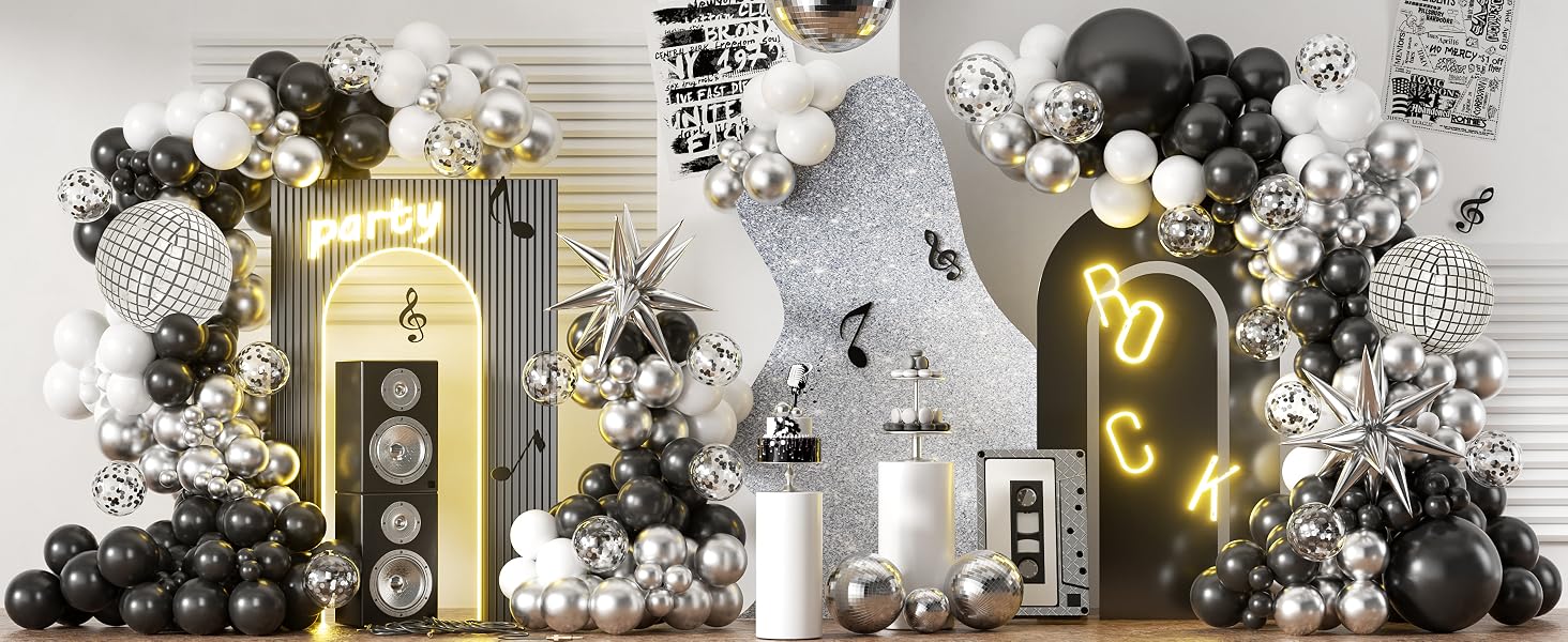 black silver balloon arch kit