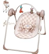 Baby Swings for Infants, Tiny Marvels Portable Swing with Adaptable Speed, Music, Removable-Toy-B...