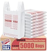 Glotoch (5K) 5000 Count Plastic Thank You Bags for Small Business in Bulk, 11.5 x 6.5 x 21" White...