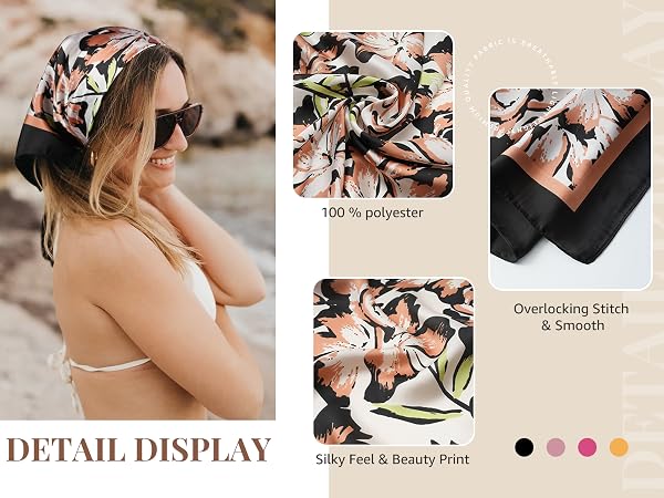 Head Scarf for Women Like Silk Hair Bandana Satin Scarf for Hair Wrapping Beach Head Wrap