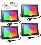 MEIKEE 35W RGBW LED Flood Lights, 3500LM RGB Color Changing Flood Security Lights, 350W Equivalen...